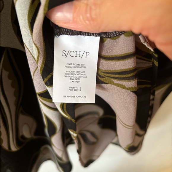 3/$20 CAbi Black and Cream Floral Sheer Blouse - Picture 4 of 5